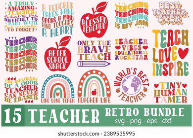 Teacher retro bundle t shirt design
