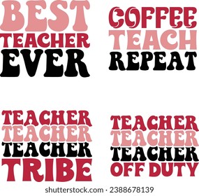 teacher retro design bundle and digital download