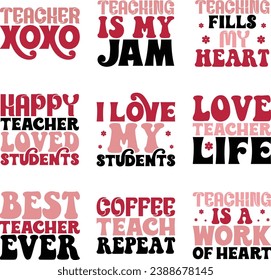 teacher retro design bundle and digital download