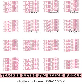 teacher retro design bundle and digital download