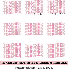 teacher retro design bundle and digital download