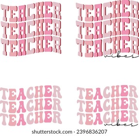 teacher retro design bundle and digital download