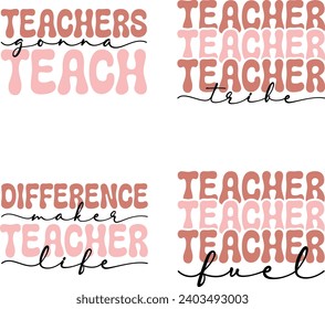 teacher retro design bundle and digital download