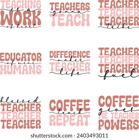 teacher retro design bundle and digital download