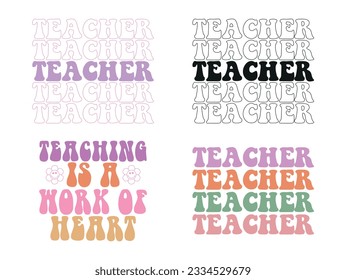 teacher retro design for t-shirt, print, mug, tote bag, etc