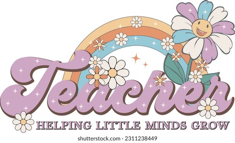 Teacher Retro Flower Sublimation Bundle