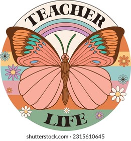 Teacher Retro Flower Sublimation Bundle