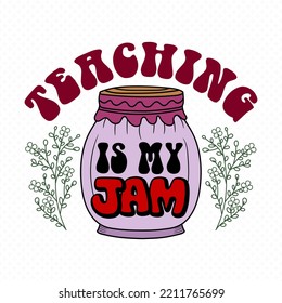 Teacher retro groovy vector design, Teacher Cut Files, Teacher Shirt Svg, Teacher Sayings vector for T-Shirts, Mugs, Bags, Poster Cards, and much more.