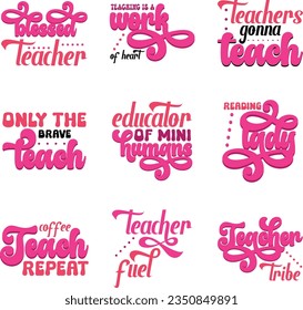 teacher retro svg design bundle and eps file