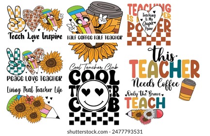 Teacher Retro T-shirt Design Bundle