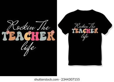  teacher Retro wavy  teacher typography t shirt design
