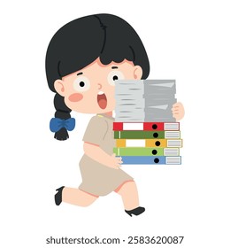 Teacher running while holding a folder