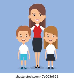 teacher school with children avatar character