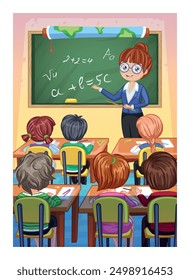 teacher school children cartoon kids