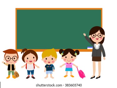 Profesor y escolares