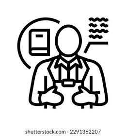 teacher scientist worker line icon vector. teacher scientist worker sign. isolated contour symbol black illustration