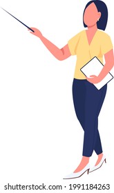 Teacher semi flat color vector character. Female coacher figure. Full body person on white. Provide training and education isolated modern cartoon style illustration for graphic design and animation