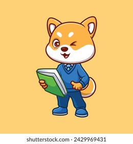 Teacher Shiba Inu Cute cartoon Illustration