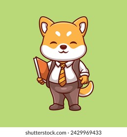 Teacher Shiba Inu Cute cartoon Illustration