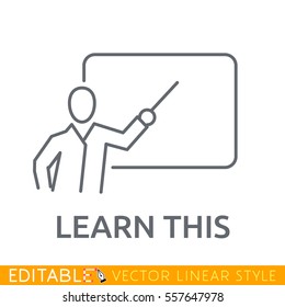 Teacher show pointer on blackboard icon