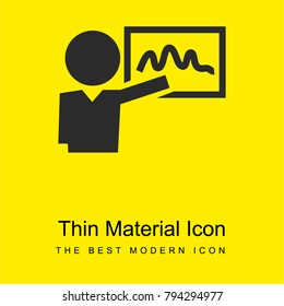 Teacher showing curve line on whiteboard bright yellow material minimal icon or logo design