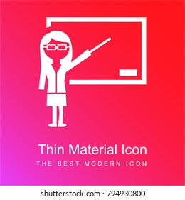 Teacher showing on whiteboard red and pink gradient material white icon minimal design
