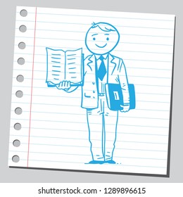 Teacher showing open book