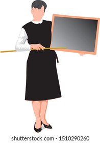teacher shows a pointer on the blackboard