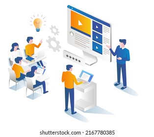 A teacher shows a tutorial on the video
