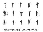 Teacher silhouette, Female teacher silhouette, Male teacher silhouette, Techer vector illustration