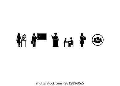 Teacher Silhouette Vector Collection Set