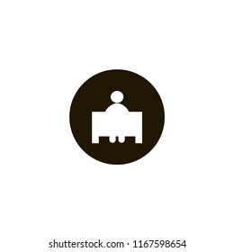 teacher sits at the desk icon. flat design