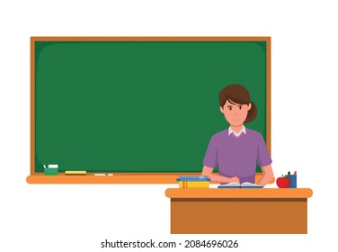 teacher sitting in the classroom vector illustration