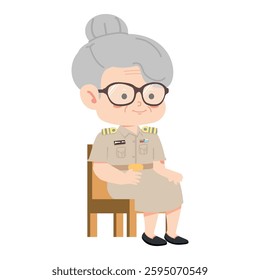  teacher is sitting on a chair cartoon