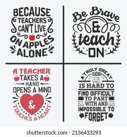 Teacher Slogan Design Bundle Vector Teaching Stock Vector (royalty Free 