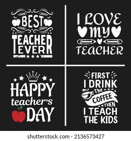 Teacher slogan design bundle vector, Teaching typographic lettering quotes design bundle.