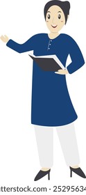 Teacher Staff Character Isolated on White Background. Vector Cartoon Illustration.