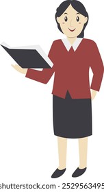 Teacher Staff Character Isolated on White Background. Vector Cartoon Illustration.