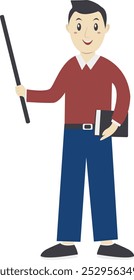 Teacher Staff Character Isolated on White Background. Vector Cartoon Illustration.
