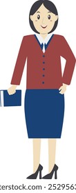Teacher Staff Character Isolated on White Background. Vector Cartoon Illustration.