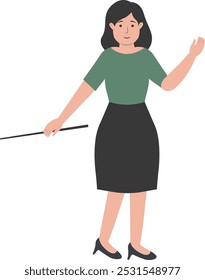 Personagem da equipe do professor enquanto segura um livro. Isolado no fundo branco. Ilustração de vetor plano