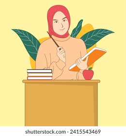 teacher standing in behind the table