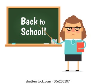 Teacher Standing Blackboard Showing Pointer Inscription Stock Vector ...