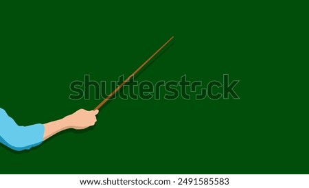 Teacher standing at the blackboard with a stick, flat color illustration
