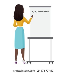 Profesor de pie en la pizarra para escribir, lección en la escuela o conferencia en la Ilustración vectorial universitaria