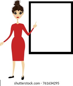 the teacher stands at the blackboard