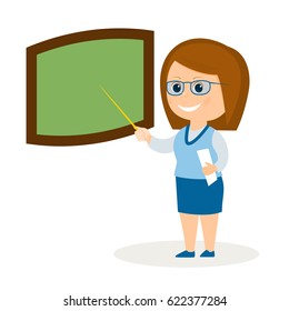 Teacher Stands Boardisolated On White Background Stock Vector (Royalty ...