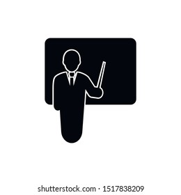 Teacher with stick icon on white background. Simple element illustration from education concept. EPS 10