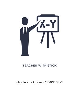 teacher with stick icon. Simple element illustration from education concept. teacher with stick editable symbol design on white background. Can be use for web and mobile.