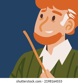 teacher with with stick, vector style